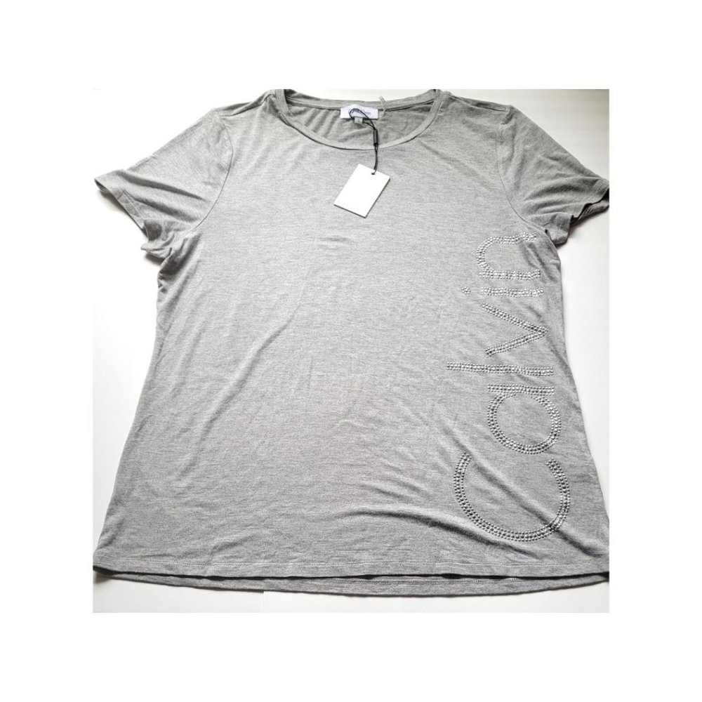 New Calvin Klein Studded Logo Modern Essentials Gray Tee Large Size. Soft Fabric